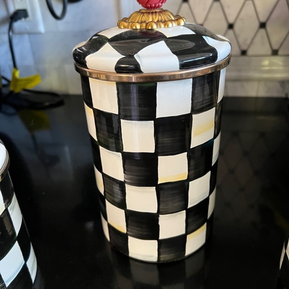 Set of 3 Mackenzie Childs Courtly Check Canisters - Picture 6 of 6